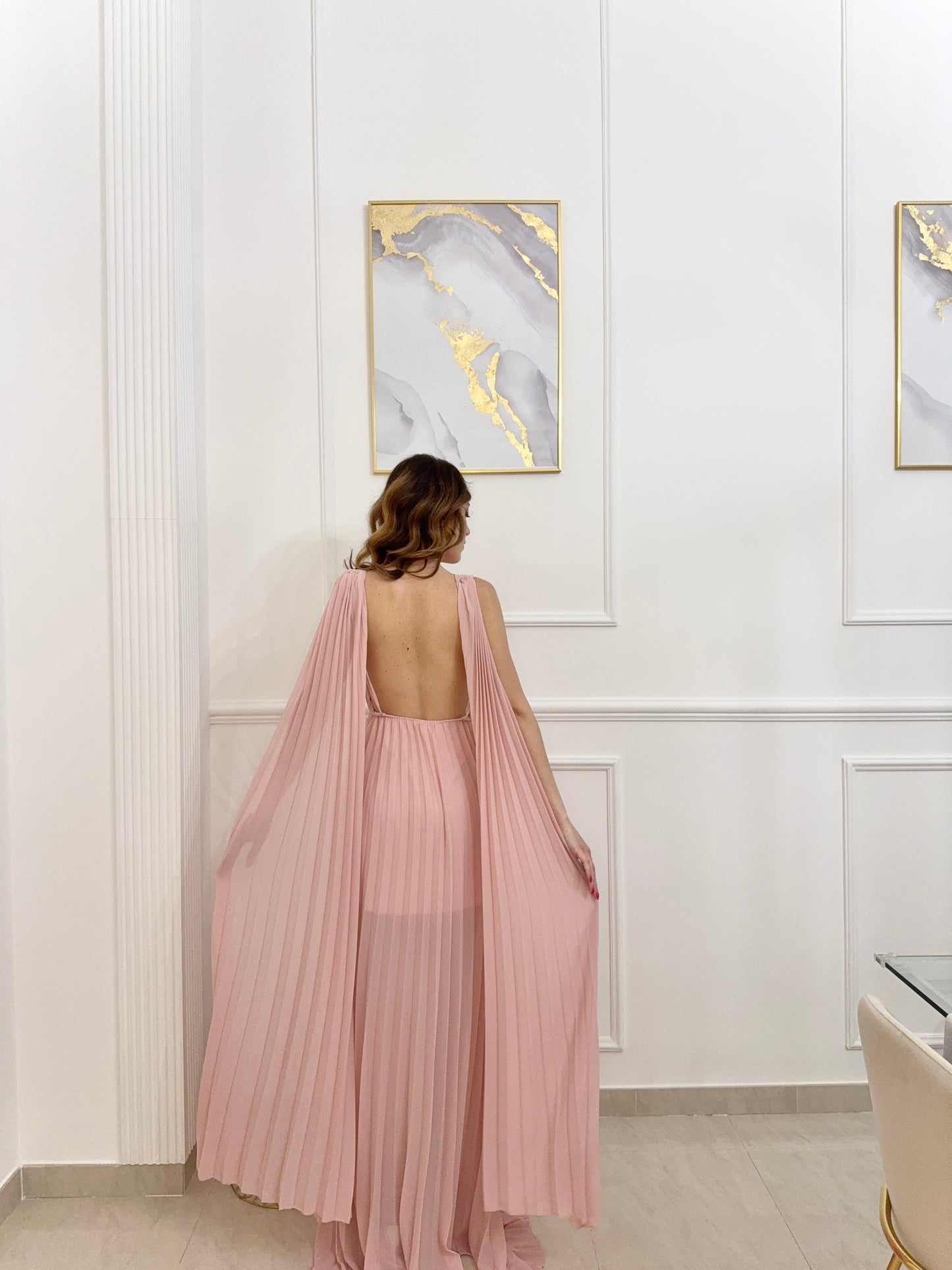 Alice elegant long pleated dress