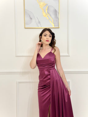 Emma Draped Satin Long Dress