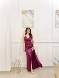 Rochie lungă Emma din satin drapat