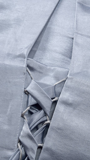 Vestito Lungo Satin Donna Collo Halter con Fiocco Legabile, Abito Elegante Vita Definita e Gonna Ampia da Cerimonia