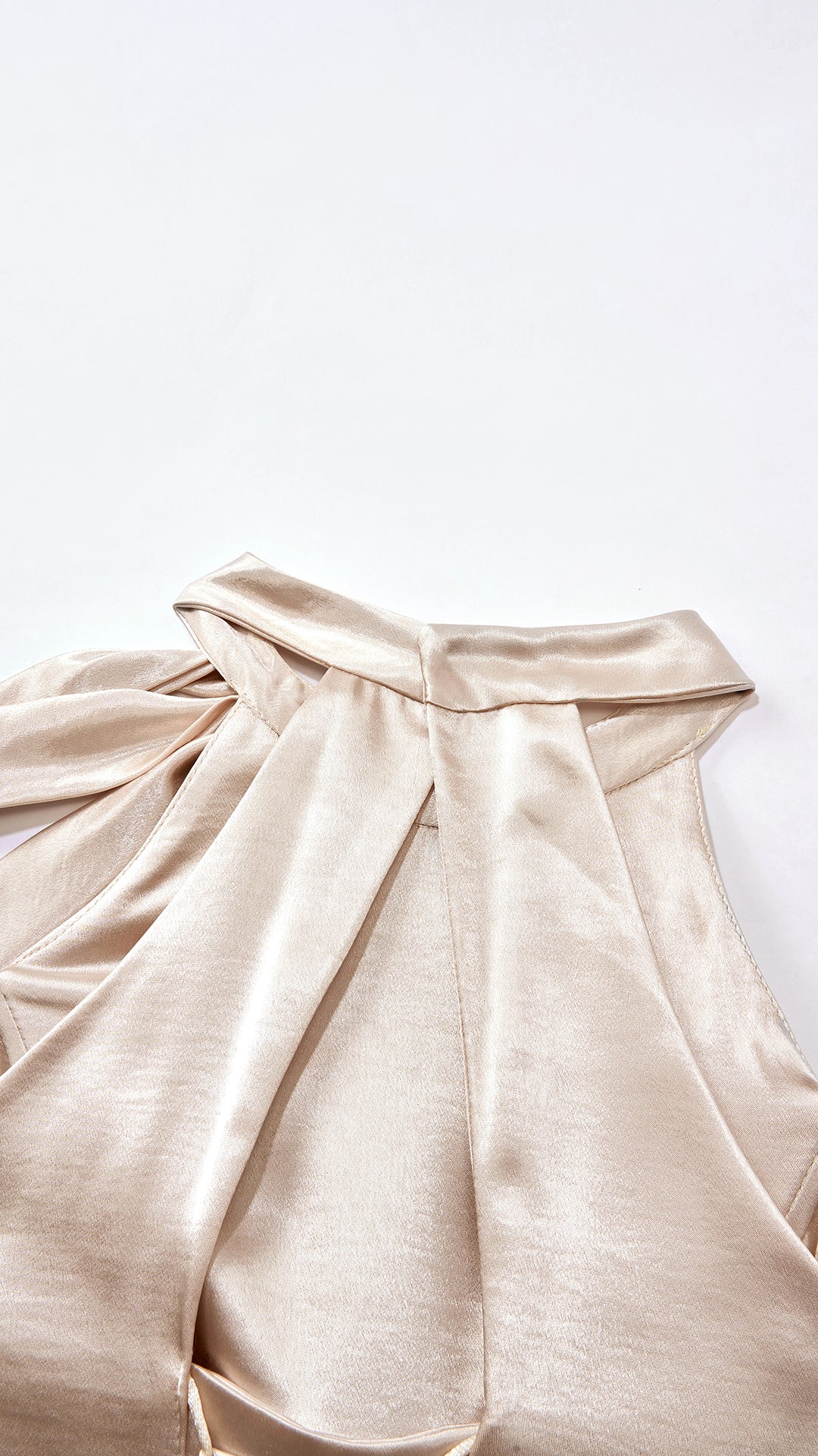 Vestito Lungo Satin Donna Collo Halter con Fiocco Legabile, Abito Elegante Vita Definita e Gonna Ampia da Cerimonia
