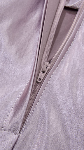 Vestito Lungo Satin Donna Collo Halter con Fiocco Legabile, Abito Elegante Vita Definita e Gonna Ampia da Cerimonia