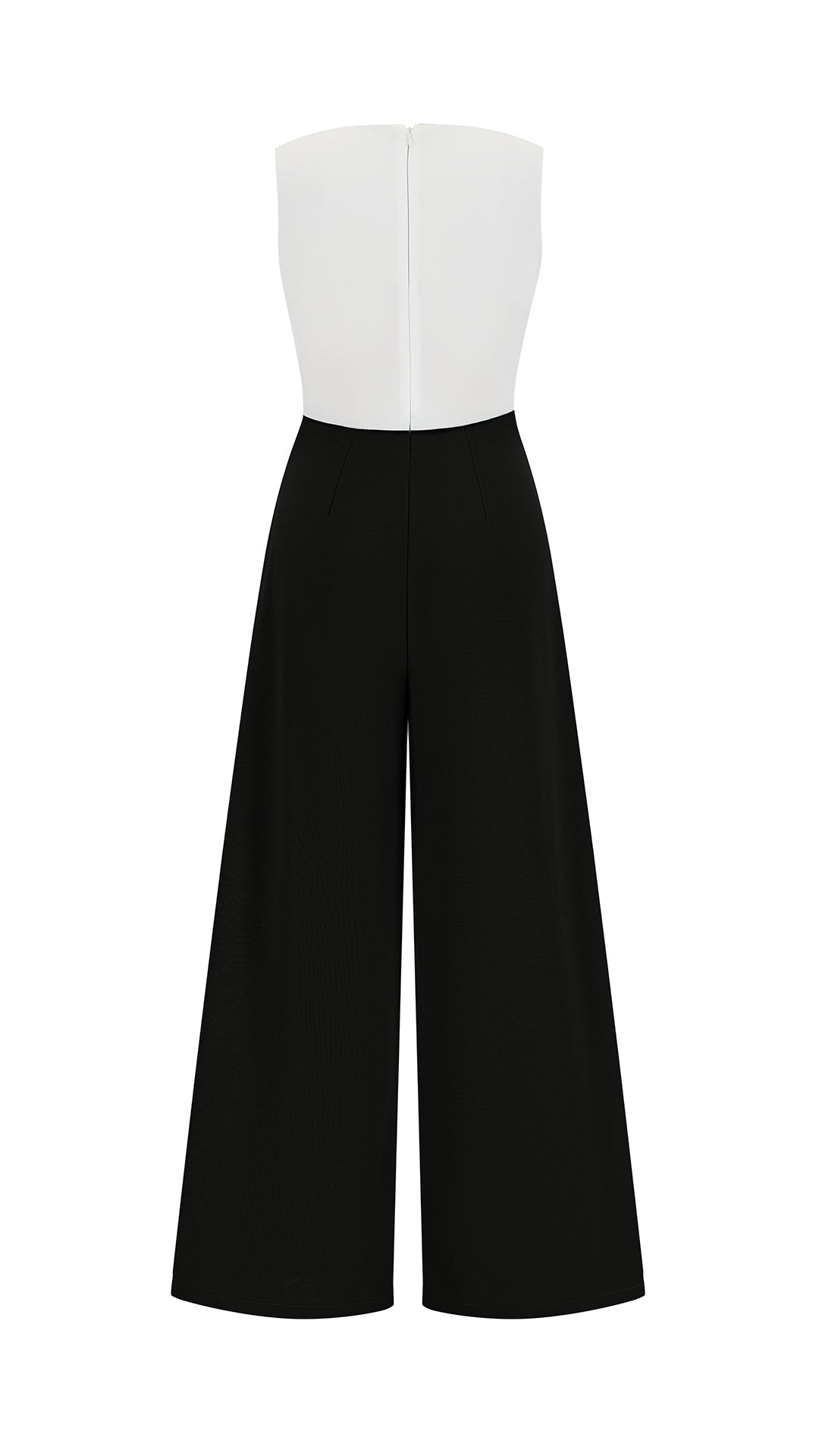 Tuta Intera Donna Senza Maniche a V, Pantaloni Zampa con Sovrapposto e Spilla Decorativa, Elegante per Eventi e Cerimonie