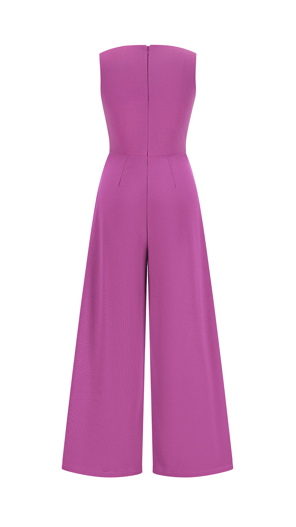 Tuta Intera Donna Senza Maniche a V, Pantaloni Zampa con Sovrapposto e Spilla Decorativa, Elegante per Eventi e Cerimonie