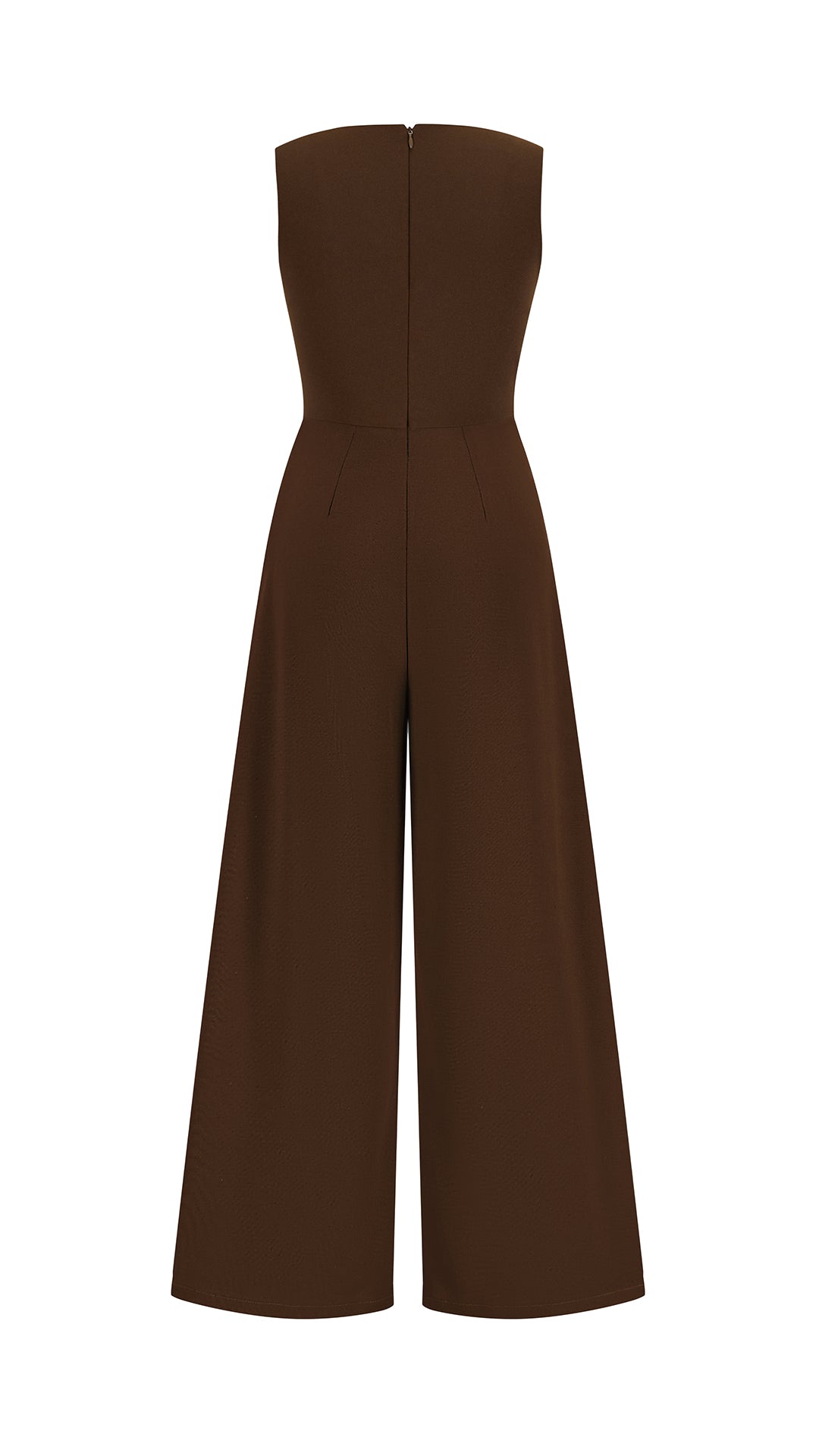 Tuta Intera Donna Senza Maniche a V, Pantaloni Zampa con Sovrapposto e Spilla Decorativa, Elegante per Eventi e Cerimonie