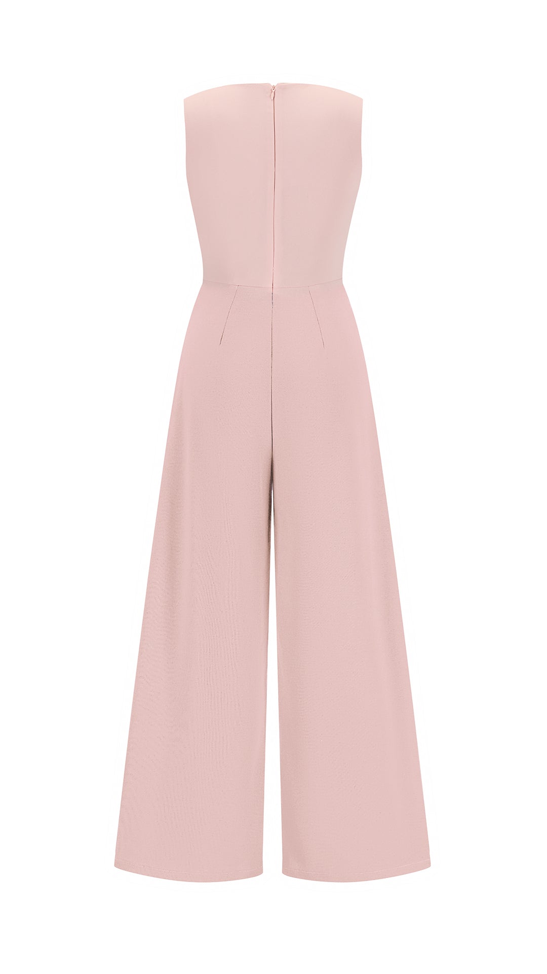 Tuta Intera Donna Senza Maniche a V, Pantaloni Zampa con Sovrapposto e Spilla Decorativa, Elegante per Eventi e Cerimonie