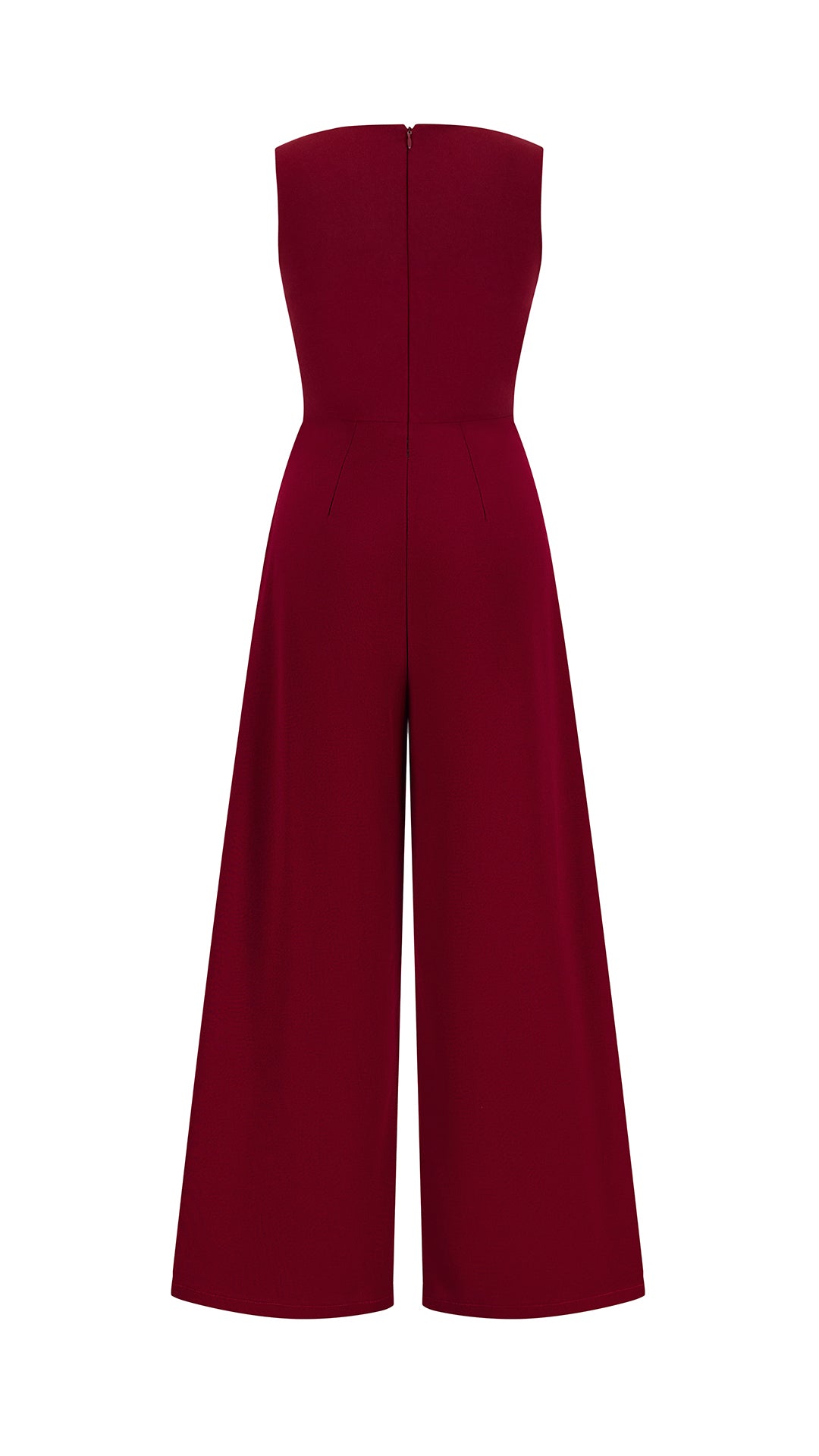 Tuta Intera Donna Senza Maniche a V, Pantaloni Zampa con Sovrapposto e Spilla Decorativa, Elegante per Eventi e Cerimonie