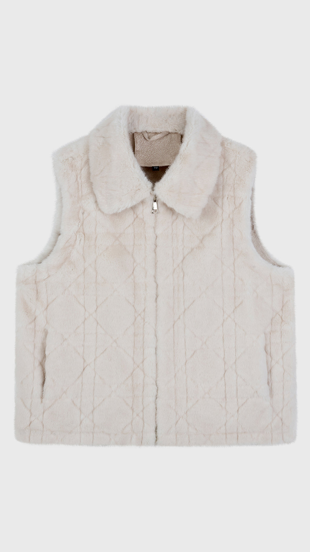 Gilet Senza Maniche in Peluche Sintetico, Colletto Rialzato con Zip, Modello Trapuntato, Giacca Gilet Invernale Casual per Donna