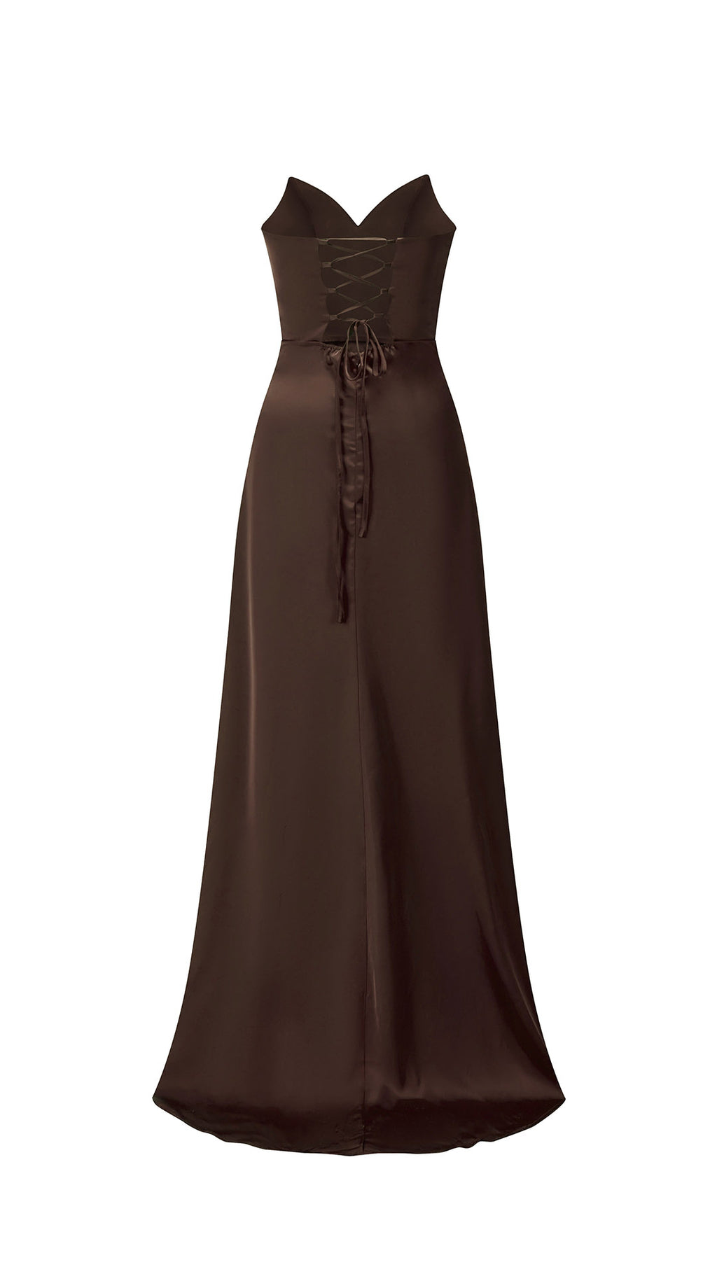 Abito lungo in raso donna, spalline sottili, collo a cascata, spacco frontale, elegante per cerimonie