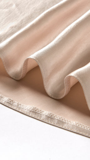 Vestito Lungo Satin Donna con Colletto Alto e Spalle Scoperte, Abito Elegante Cerimonia Busto Arricciato e Gonna Svasata