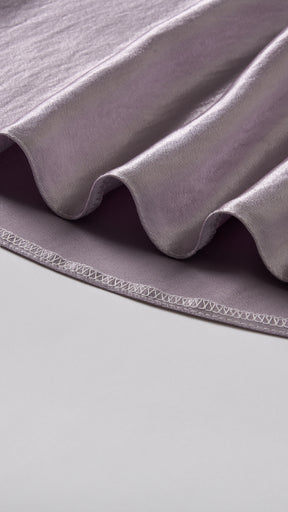 Vestito Lungo Satin Donna Spallina Singola con Maxi Fiocco, Abito Elegante da Cerimonia e Festa Smanicato