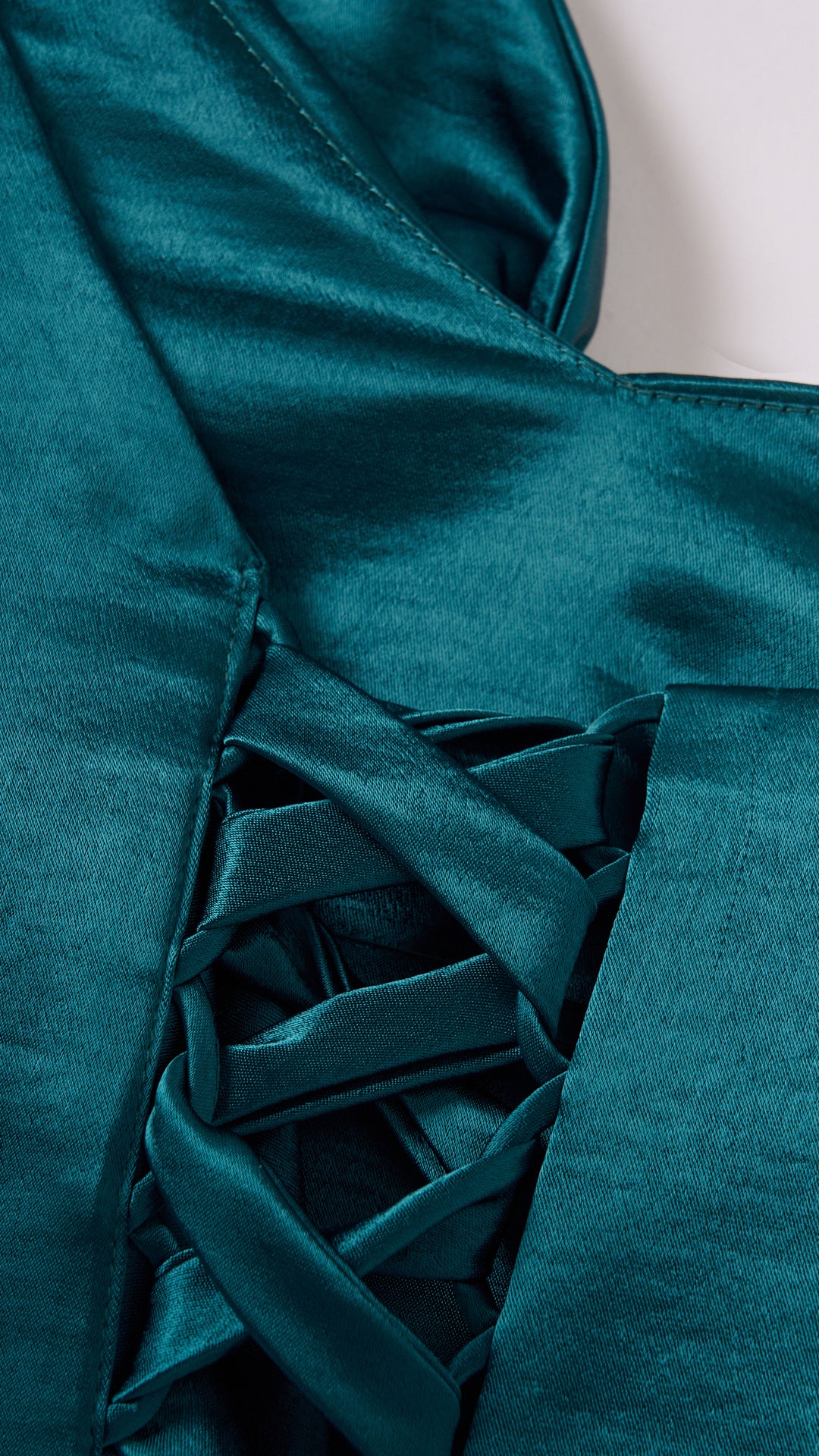 Vestito Lungo Satin Donna Spallina Singola con Maxi Fiocco, Abito Elegante da Cerimonia e Festa Smanicato（副本）