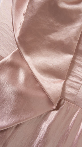 Vestito Lungo Satin Donna Spallina Singola con Maxi Fiocco, Abito Elegante da Cerimonia e Festa Smanicato