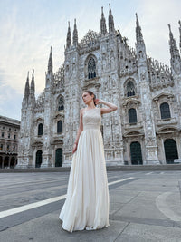 Abito lungo in tulle asimmetrico Luna