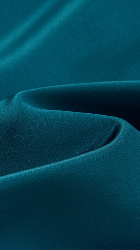 Vestito Lungo Satin Spalline Sottili a Spalla Scoperta, Abito Elegante Donna da Cerimonia con Busto Arricciato e Gonna Ampia