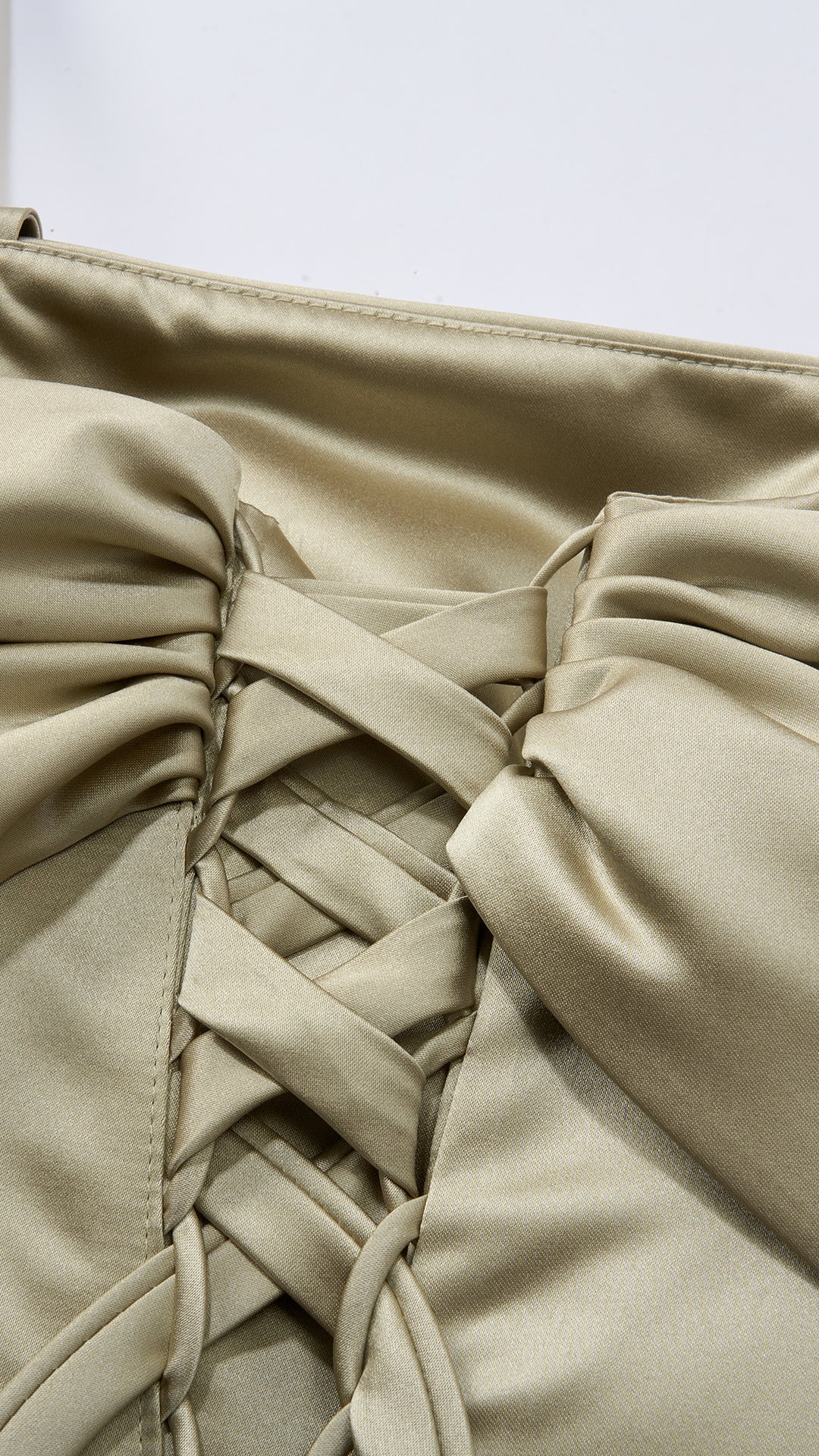 Vestito Lungo Satin Spalline Sottili a Spalla Scoperta, Abito Elegante Donna da Cerimonia con Busto Arricciato e Gonna Ampia（副本）