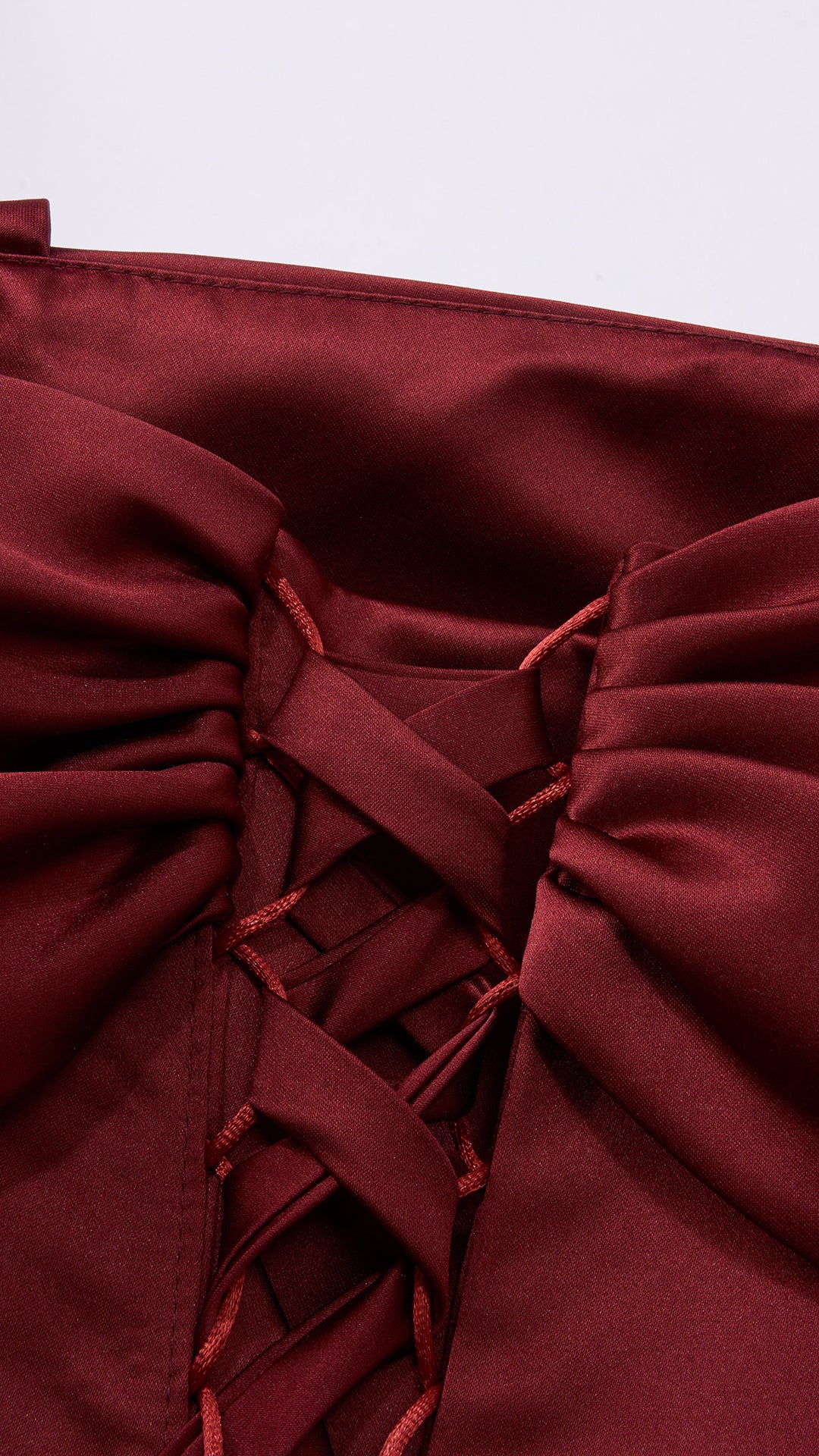 Vestito Lungo Satin Spalline Sottili a Spalla Scoperta, Abito Elegante Donna da Cerimonia con Busto Arricciato e Gonna Ampia