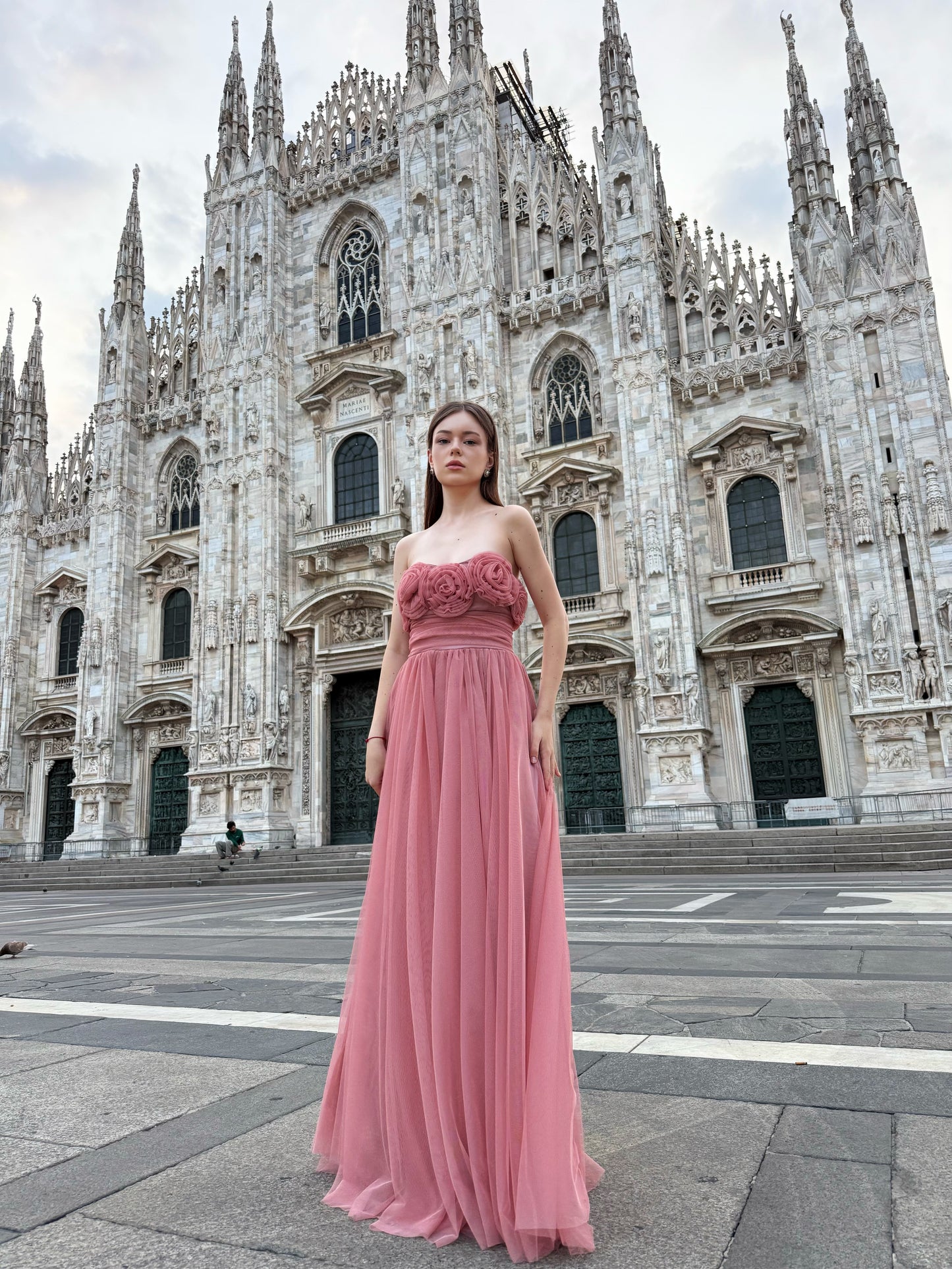 Abito lungo in tulle senza spalline Vittoria