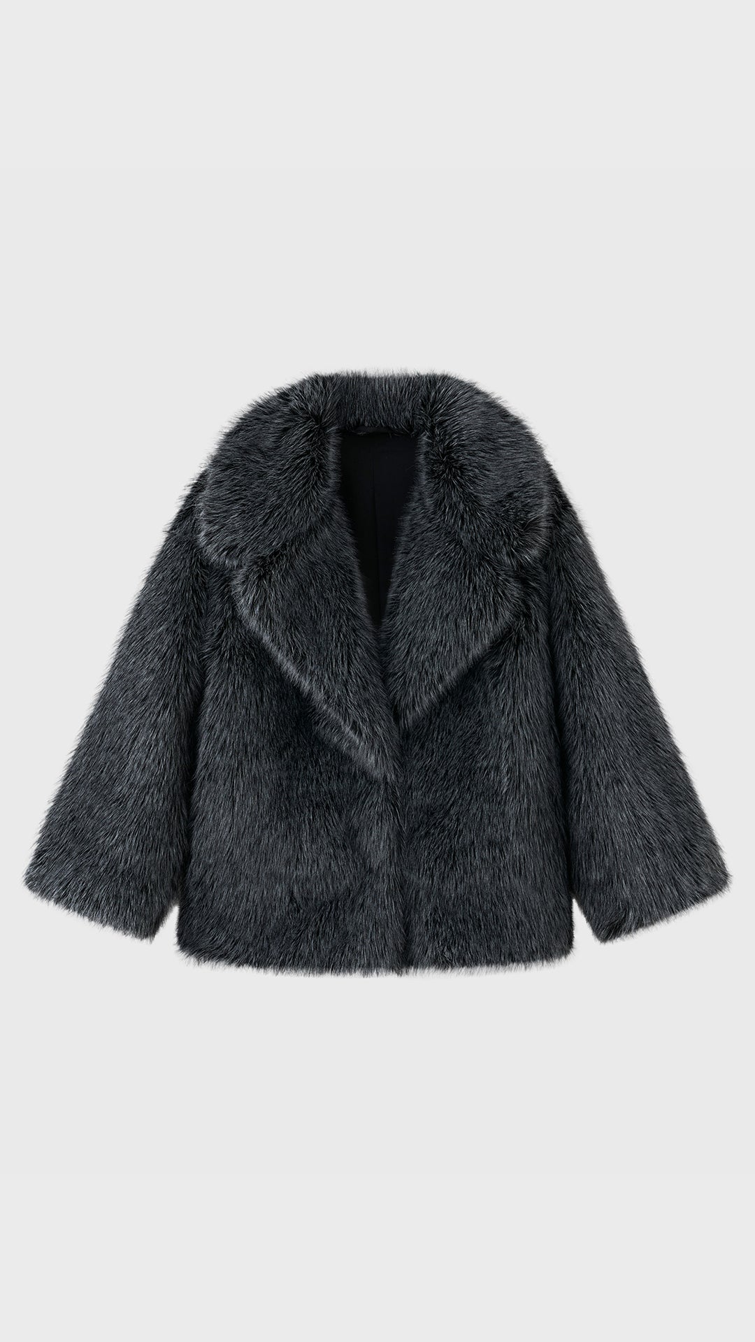 Giacca Corta in Eco Pelliccia Donna, Cappotto Invernale con Ampio Colletto a Rever