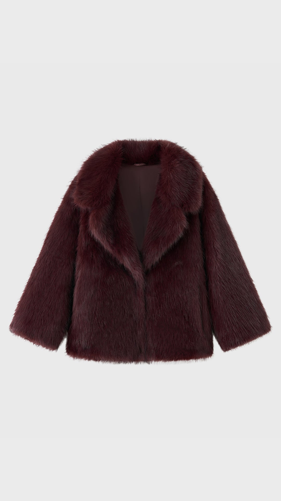 Giacca Corta in Eco Pelliccia Donna, Cappotto Invernale con Ampio Colletto a Rever
