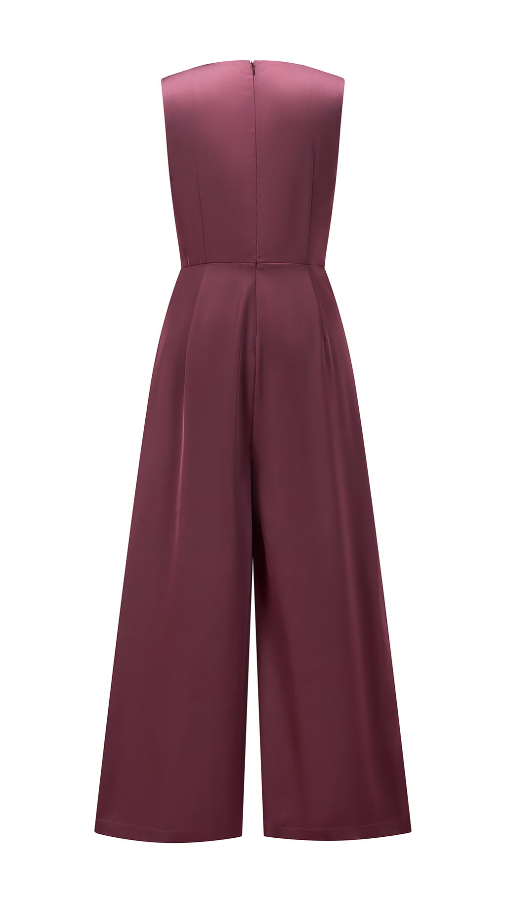 Tuta jumpsuit senza maniche donna con fiocco, gamba larga, elegante per ufficio e occasioni