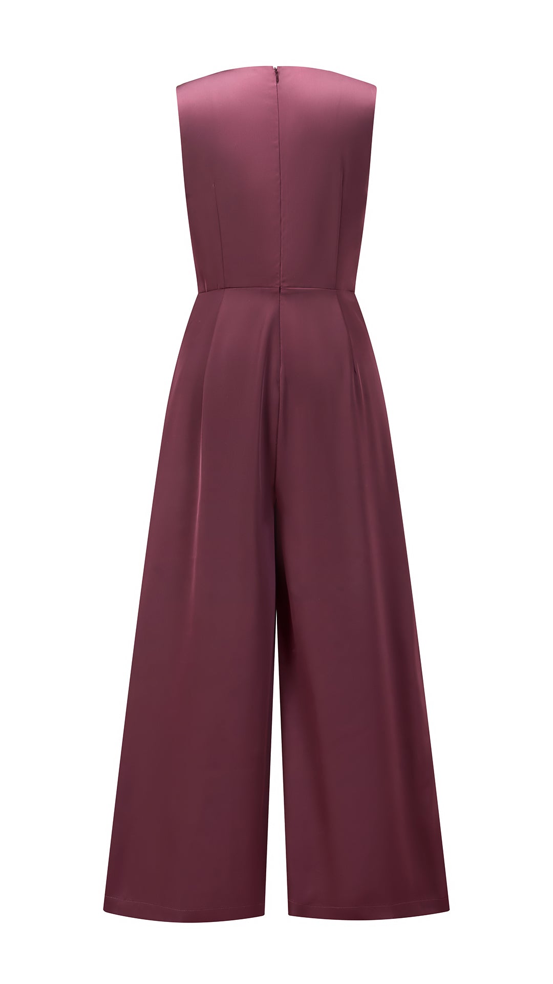 Tuta jumpsuit senza maniche donna con fiocco, gamba larga, elegante per ufficio e occasioni