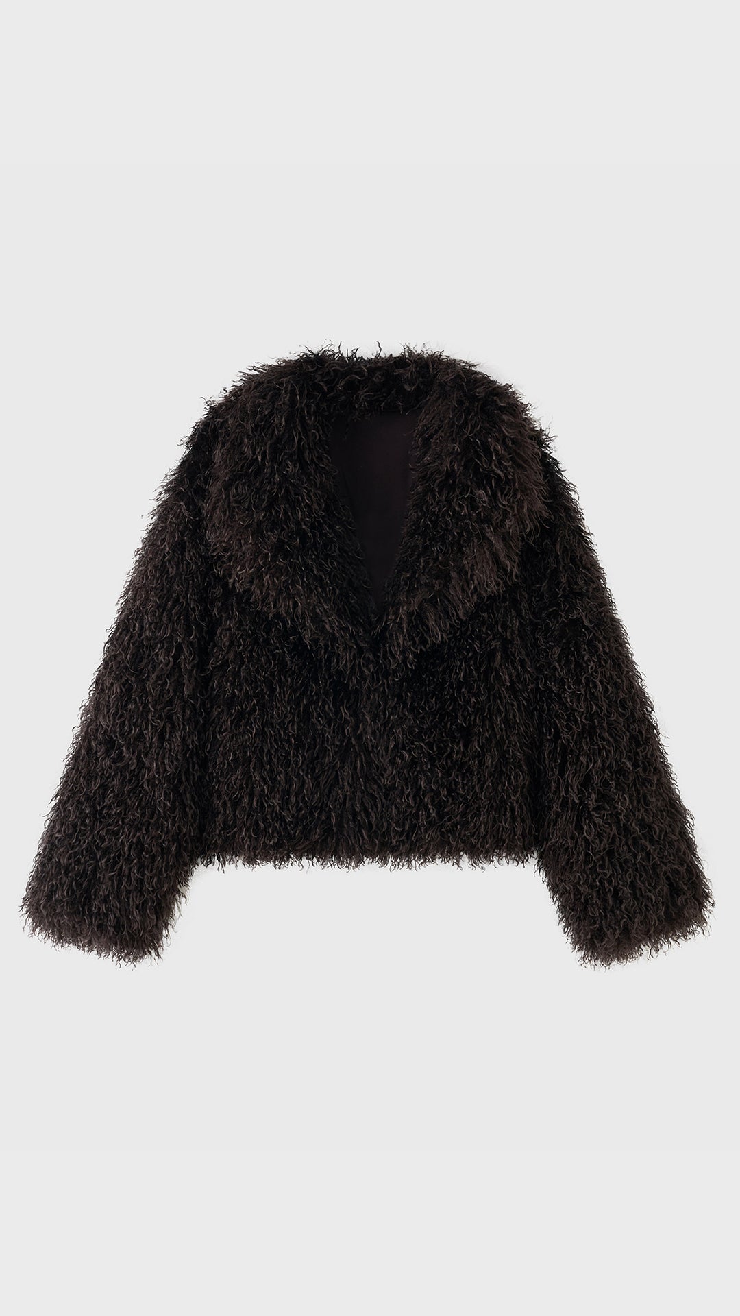 Giacca Corta Donna in Eco Pelliccia Riccia, Cappotto Invernale con Ampio Colletto a Rever