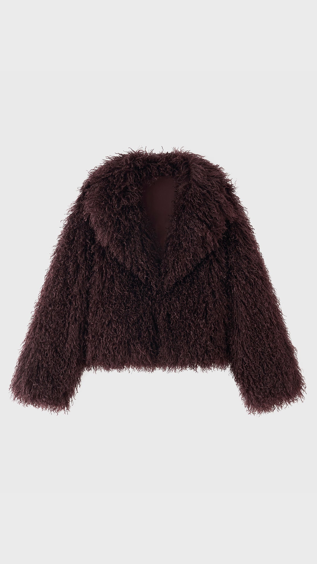 Giacca Corta Donna in Eco Pelliccia Riccia, Cappotto Invernale con Ampio Colletto a Rever