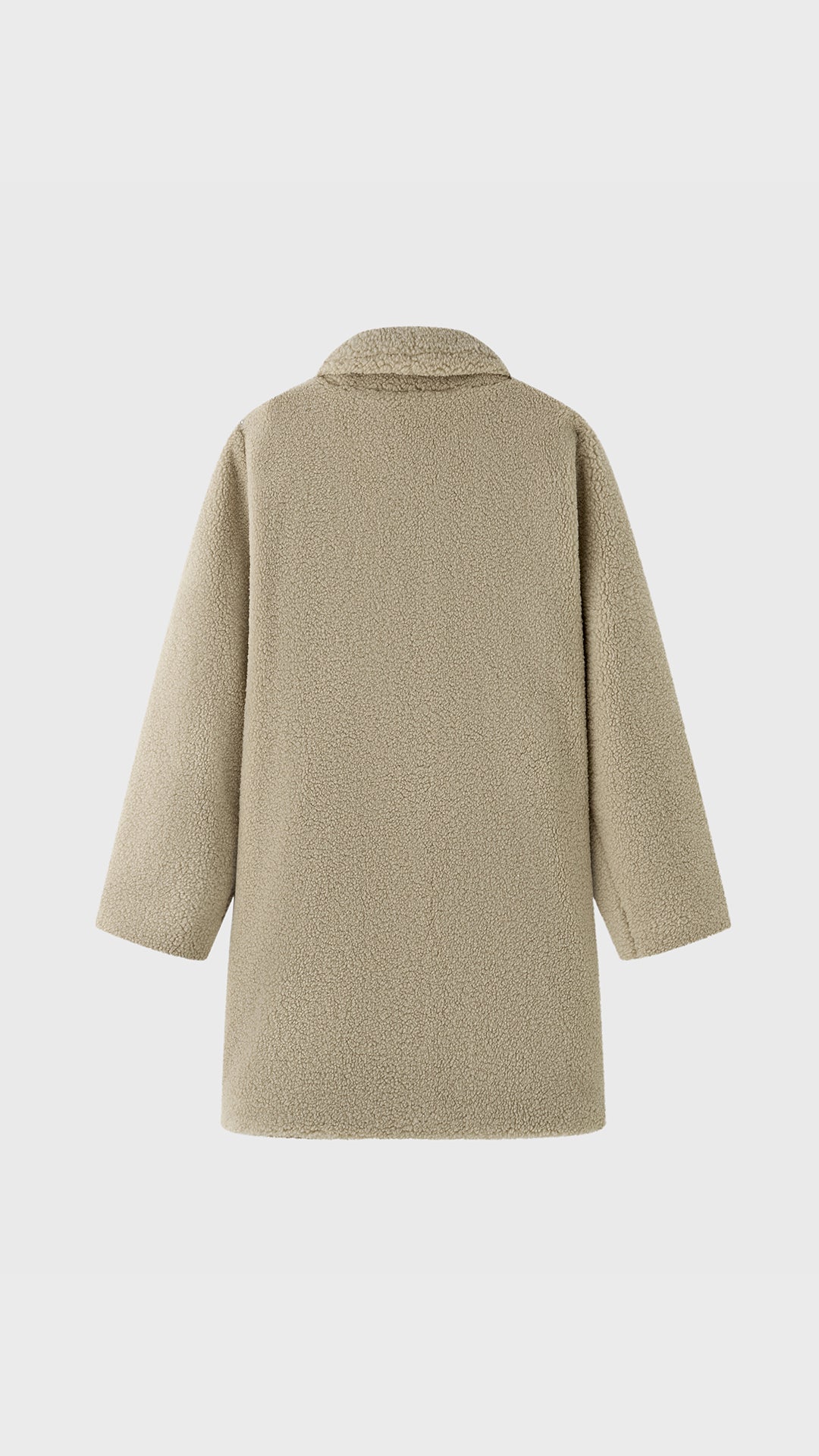 Cappotto Medio Donna in Tessuto Teddy, Giacca Invernale con Colletto a Rever e Tasche