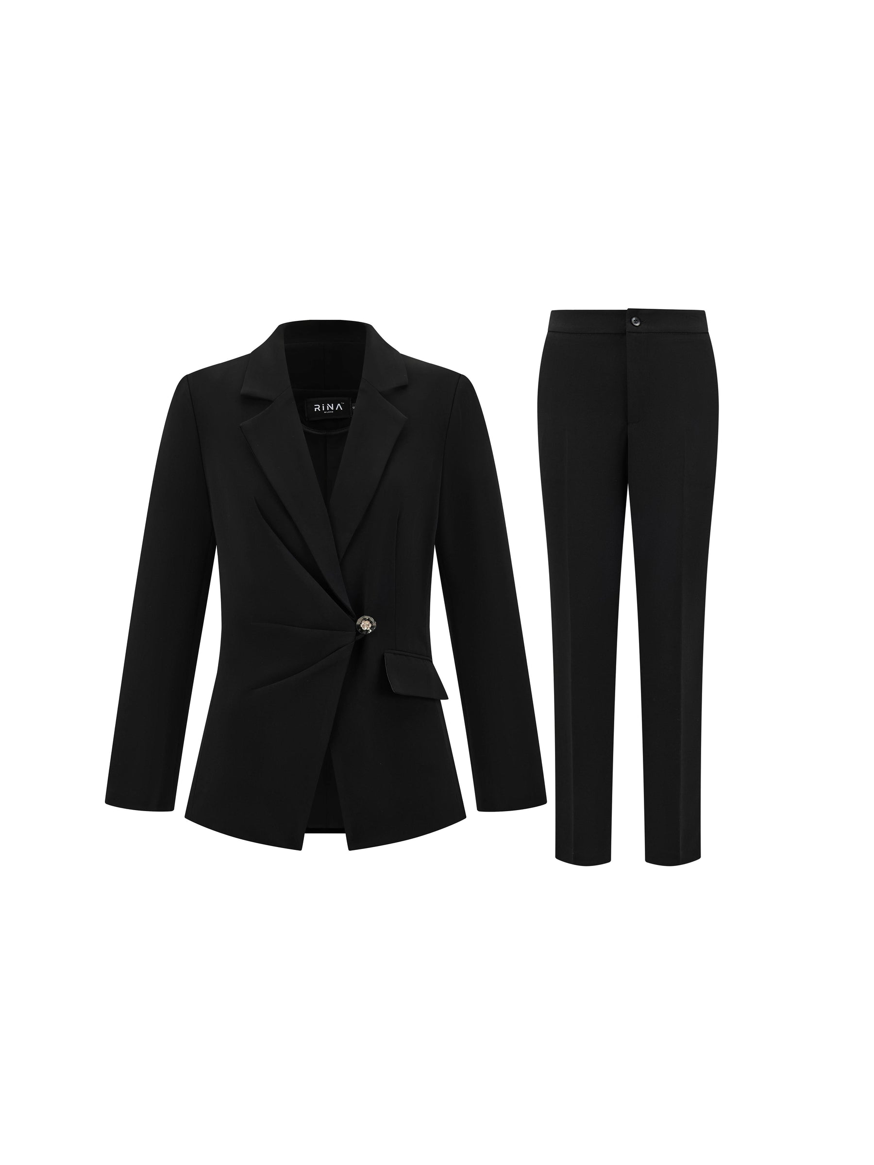 Set Blazer e Pantaloni Donna - Design con Pieghe Frontali per Stile Professionale