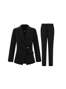 Set Blazer e Pantaloni Donna - Design con Pieghe Frontali per Stile Professionale