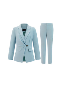 Set Blazer e Pantaloni Donna - Design con Pieghe Frontali per Stile Professionale