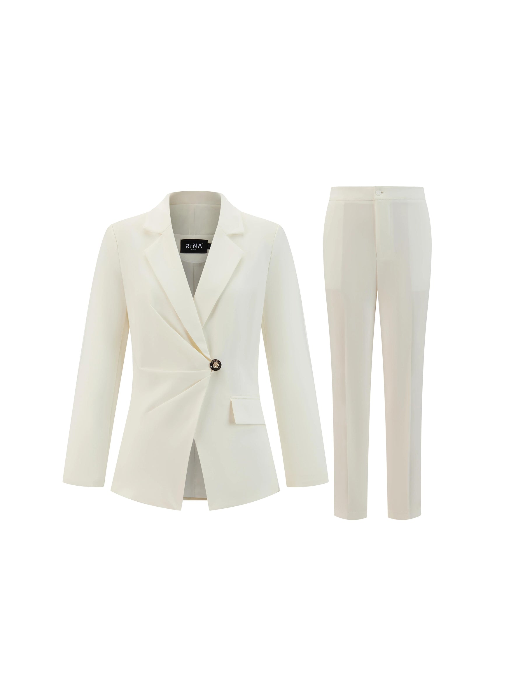 Set Blazer e Pantaloni Donna - Design con Pieghe Frontali per Stile Professionale