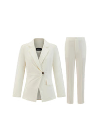 Set Blazer e Pantaloni Donna - Design con Pieghe Frontali per Stile Professionale