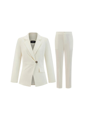 Set Blazer e Pantaloni Donna - Design con Pieghe Frontali per Stile Professionale