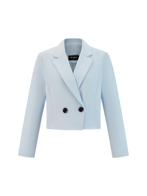 Blazer Donna Corto Doppiopetto - Giacca Cropped Elegante per Ufficio e Stile Quotidiano