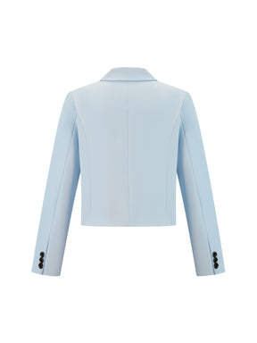 Blazer Donna Corto Doppiopetto - Giacca Cropped Elegante per Ufficio e Stile Quotidiano