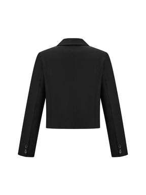 Blazer Donna Corto Doppiopetto - Giacca Cropped Elegante per Ufficio e Stile Quotidiano