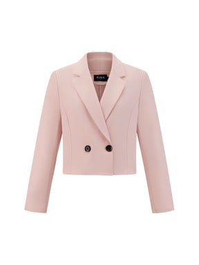Blazer Donna Corto Doppiopetto - Giacca Cropped Elegante per Ufficio e Stile Quotidiano
