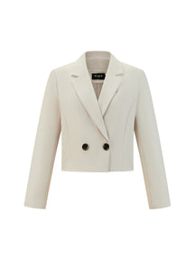 Blazer Donna Corto Doppiopetto - Giacca Cropped Elegante per Ufficio e Stile Quotidiano