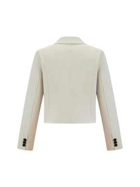 Blazer Donna Corto Doppiopetto - Giacca Cropped Elegante per Ufficio e Stile Quotidiano