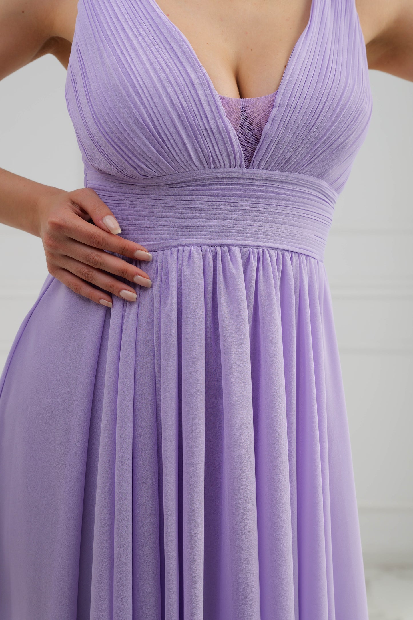 Abito lungo bluette in lilla