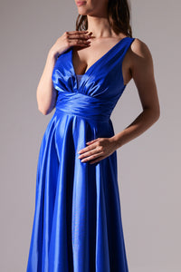 Abito lungo bluette in raso