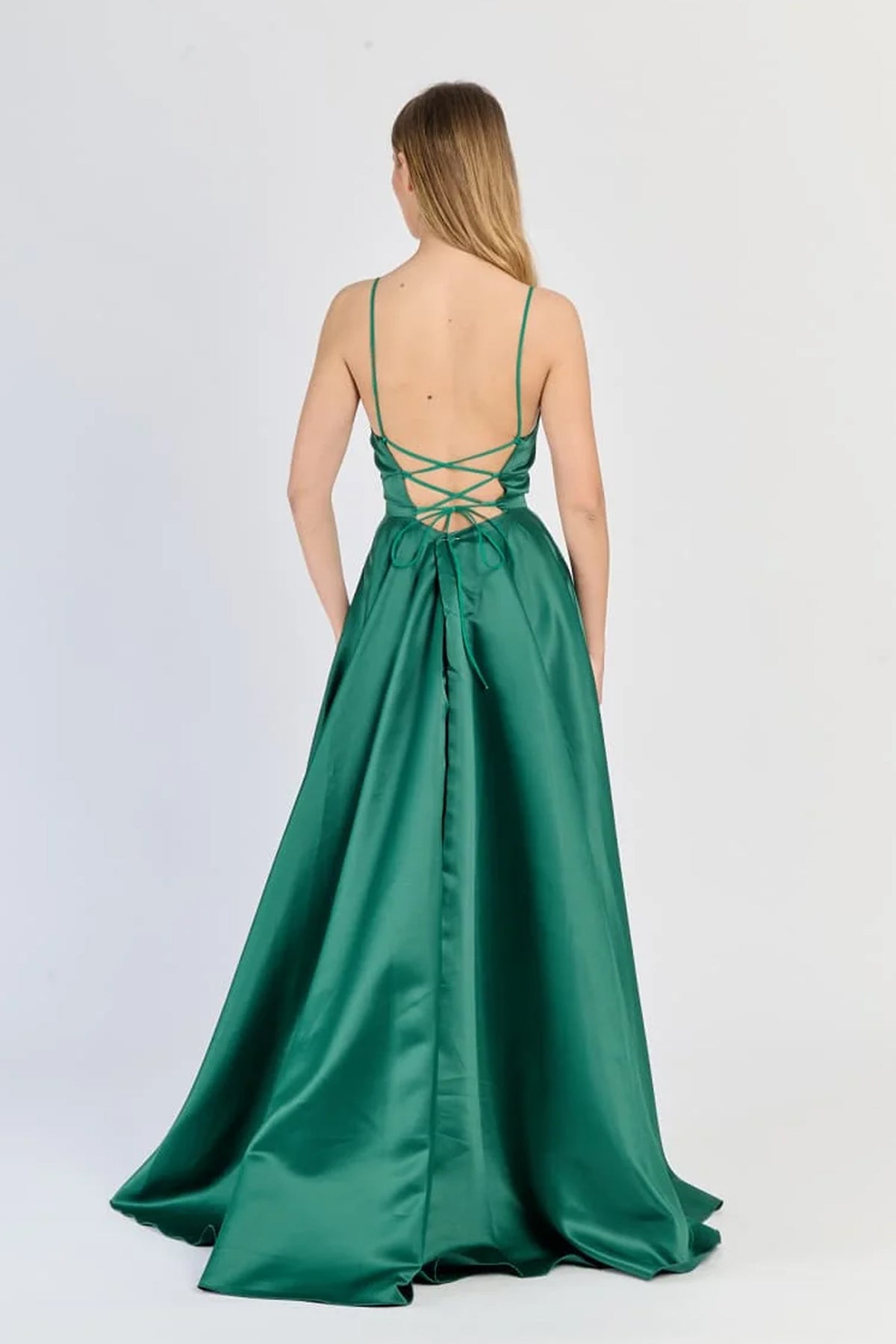 Abito Lungo Elegante in Raso con Spalline Sottili –  “Estella” -8