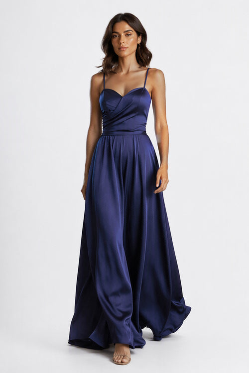 Abito Lungo a Spalline in Satin con Busto a Cuore - Eleganza per Matrimoni e Serate Speciali -1