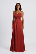 Abito Lungo a Spalline in Satin con Busto a Cuore - Eleganza per Matrimoni e Serate Speciali -3