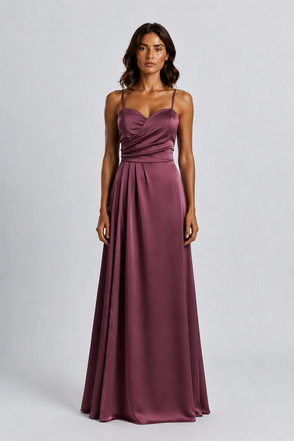 Abito Lungo a Spalline in Satin con Busto a Cuore - Eleganza per Matrimoni e Serate Speciali -6