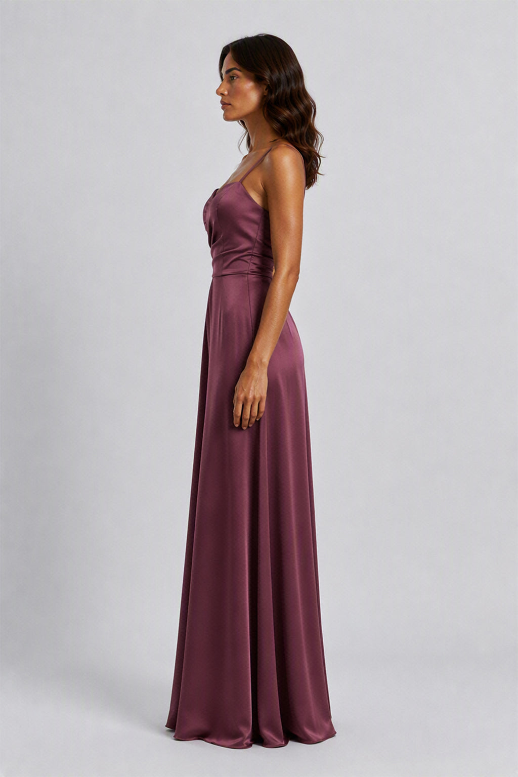 Abito Lungo a Spalline in Satin con Busto a Cuore - Eleganza per Matrimoni e Serate Speciali -6