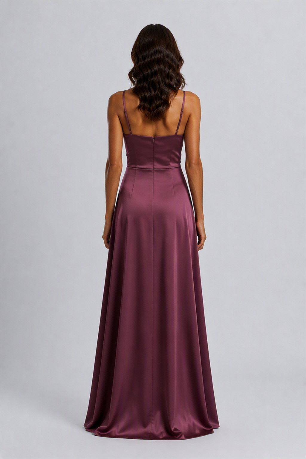 Abito Lungo a Spalline in Satin con Busto a Cuore - Eleganza per Matrimoni e Serate Speciali -6