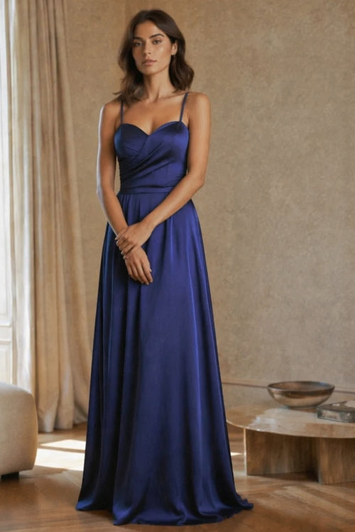 Abito Lungo a Spalline in Satin con Busto a Cuore - Eleganza per Matrimoni e Serate Speciali -1